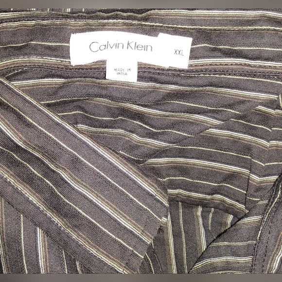 MEN'S Calvin Klein Striped Button Down Short Sleeve Shirt Sz XXL - Picture 2 of 5